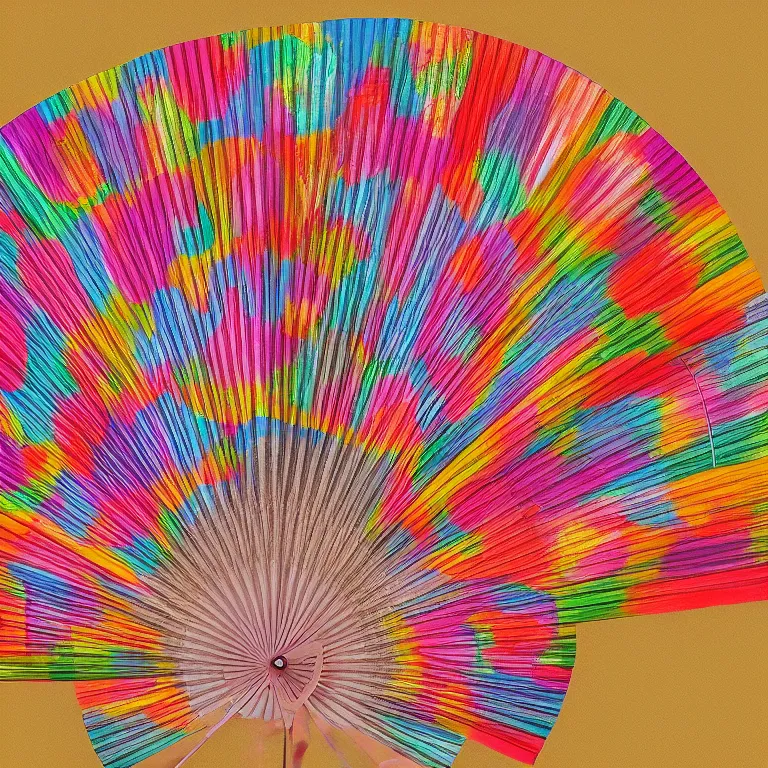 Image similar to japanese pattern, colorful silk fan, digital painting, highly detailed, intricate, elegant, artstation, concept art, colorful, beautiful,