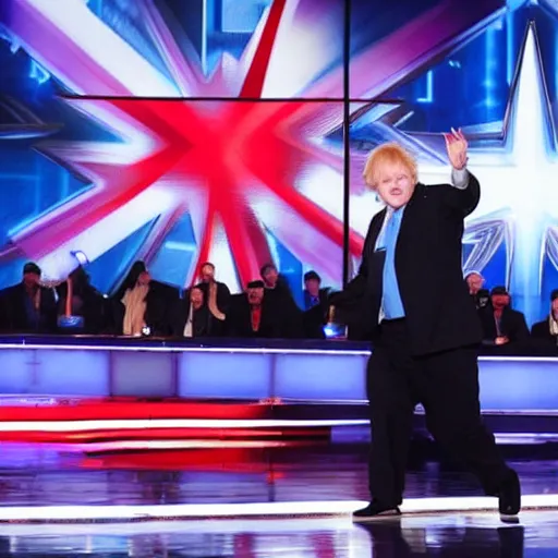 Image similar to boris johnson dancing on americas got talent, 4 k photograph