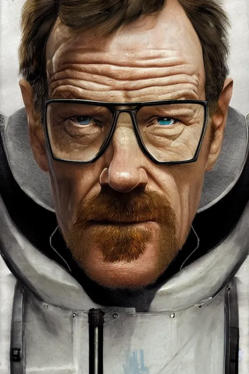 Image similar to Bryan Cranston as Gordon Freeman, hyperrealistic portrait