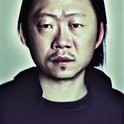 Image similar to expired fuji film portrait of albino tadanobu asano mix, hyperrealism, photorealistic, 8 k, imax quality