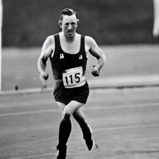 Prompt: bernie sanders running at the 1 9 3 6 olympics, high quality, high resolution