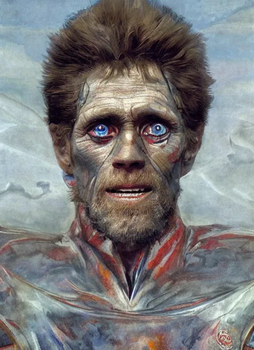 Prompt: closeup portrait biblical daemonic willem dafoe as a pixar character, by mikhail vrubel, by peter elson, muted colors, extreme detail, trending on artstation, 8 k