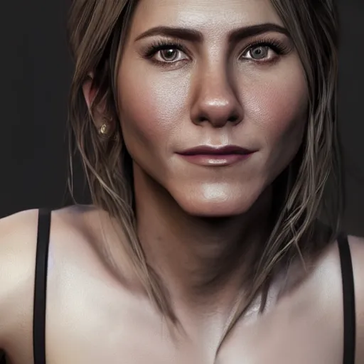 Image similar to portrait of aniston, 8 k uhd, unreal engine, octane render in the artstyle of finnian macmanus, john park and greg rutkowski