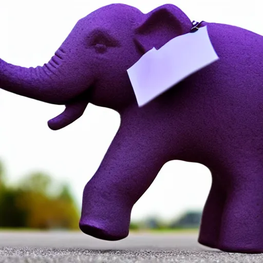 Image similar to purple elephant riding a ford mustang