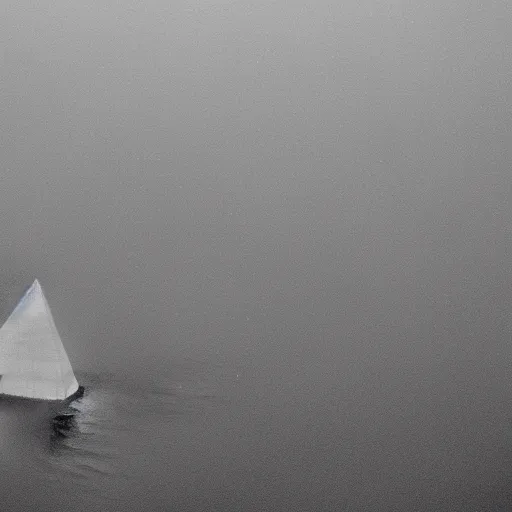 Prompt: a large obelisk floating underwater. grainy.