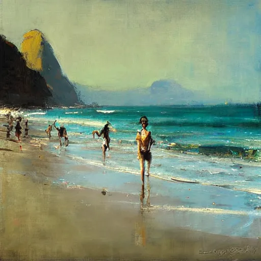 Image similar to ipanema beach painting by jeremy mann