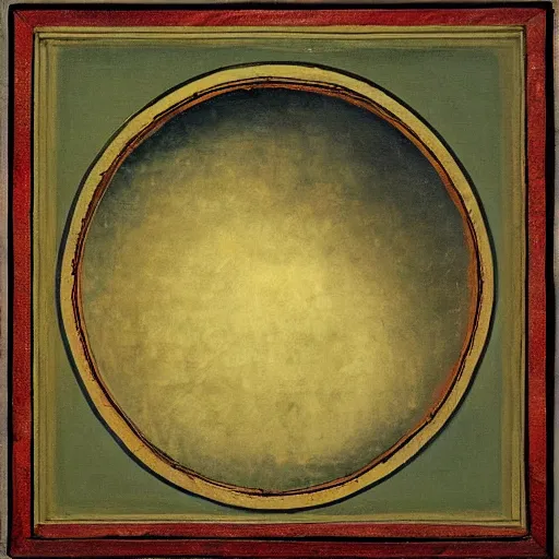 Prompt: a square inside a circle painting, in the style of rembrandt