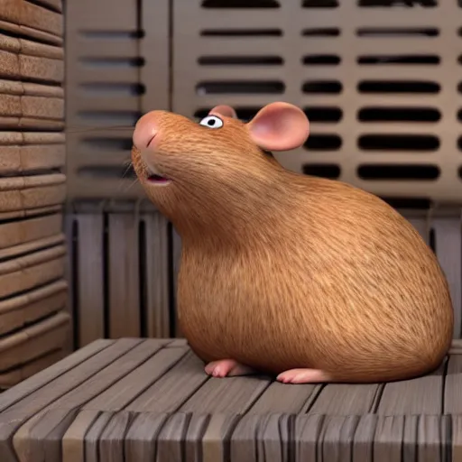 Image similar to ”rat in really hot finnish sauna made by pixar”