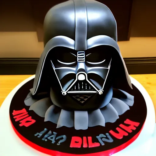 Image similar to A Darth Vader themed cake, realistic, ultra high detail, 8k.