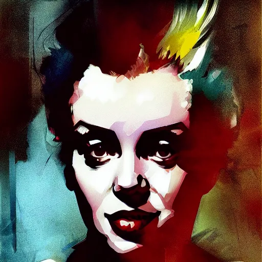 Prompt: portrait of a 1980s young woman who is Marilyn Monroe, digital art by Greg Rutkowski and Yoji Shinkawa