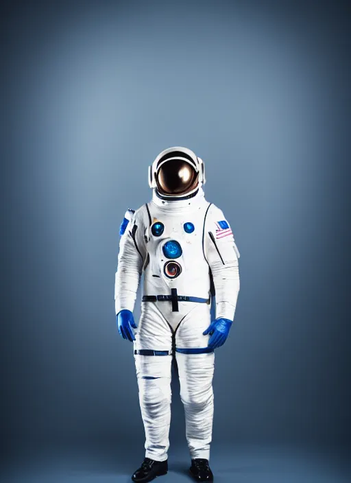 Prompt: studio photo still of a full body shark in a space suit, 8 k, studio lighting, key light from right side,