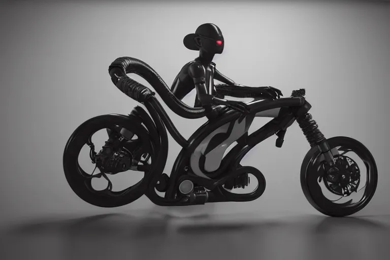 Image similar to cyberpunk alien concept inspired bike, futuristic look, highly detailed body, very powerful, photorealistic camera shot, bright studio setting, studio lighting, crisp quality and light reflections, unreal engine 5 quality render