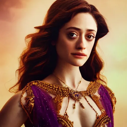 Prompt: portrait of wonderful princess of amethyst emmy rossum with fair skin, ornate 8 k gorgeous intricate detailed, accent lighting, dramatic light, octane render