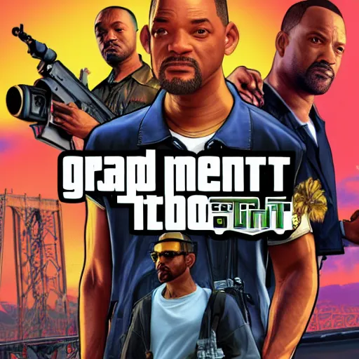 Image similar to Will Smith as Grand Theft Auto V cover art, hyperdetailed, artstation, cgsociety, 8k