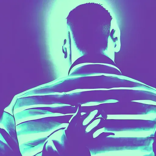Prompt: silhouette of a man, synthwave background, superb resolution