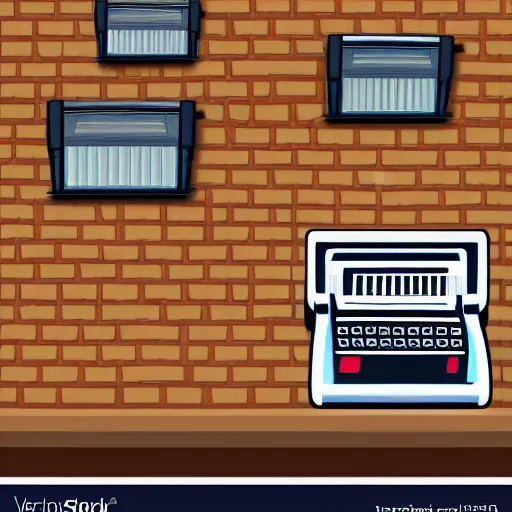 Image similar to cash register in front of a wall of building supplies vector art