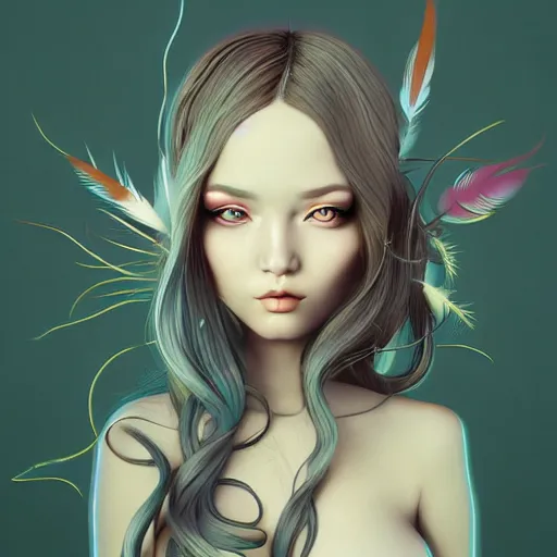 Image similar to skydoll noa, by alessandro barbucci, by loish, by audrey kawasaki, barbbara cannepa global illumination, feathers texture overlays