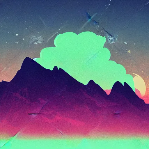 Image similar to aesthetic synthwave mountain between the clouds, moon background, sharp focus, sharp focus, high details, 8 k