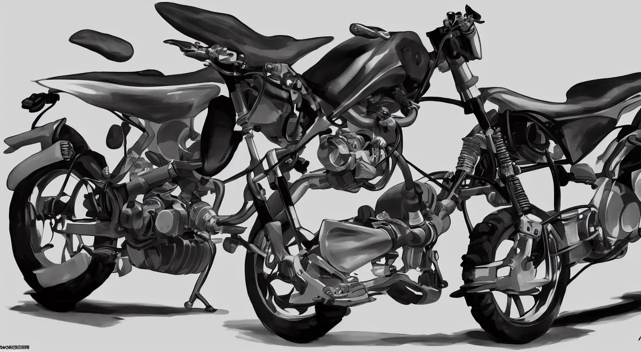 Prompt: yamaha dt 125 concept art, high detail, high definition, 8k,