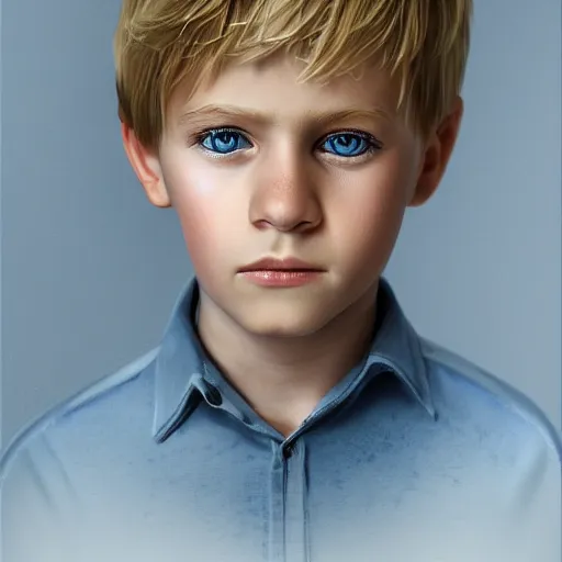 Image similar to a detailed full body portrait of a blonde boy with blue eyes, digital concept art illustration, incredibly detailed and realistic, 8 k, sharp focus