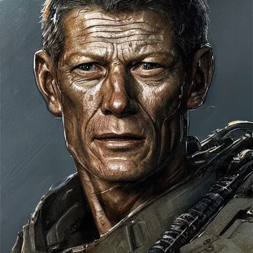 Prompt: portrait of a man by greg rutkowski, stephen lang as a colonial marine from aliens franchise, he is about 6 0 years old, military composure, wearing the tactical gear of the colonial marines, highly detailed portrait, digital painting, artstation, concept art, smooth, sharp foccus ilustration, artstation hq