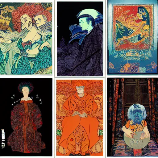 Image similar to detailed ivan bilibin and edmund dulac and ilya kuvshinov and katsuhiro otomo inspired print