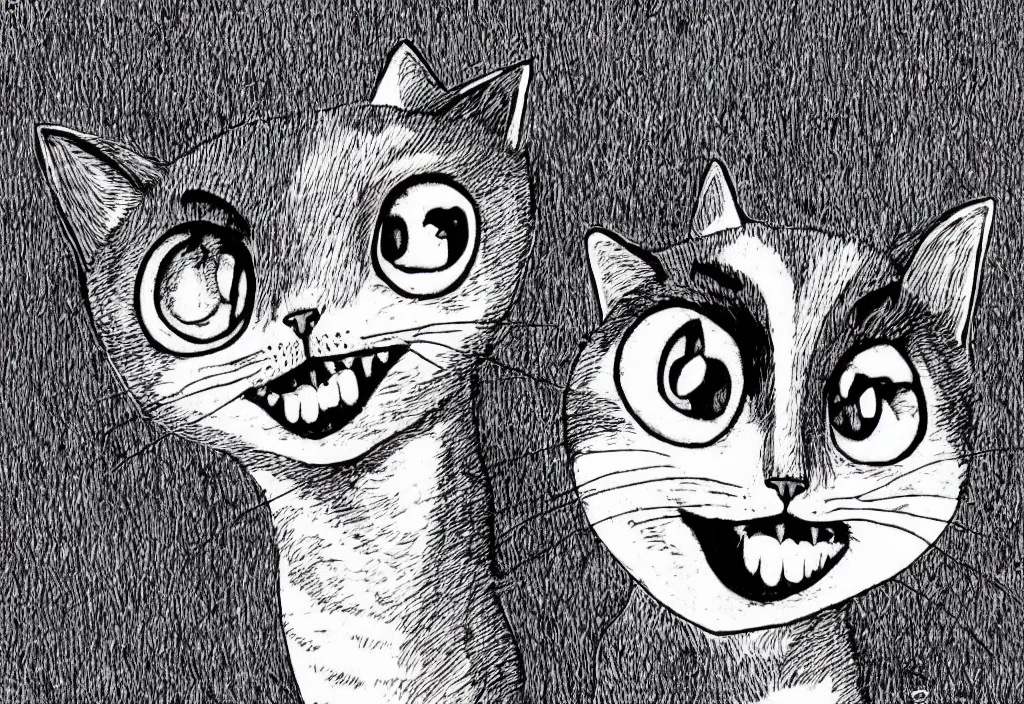 Image similar to smiling cat by junji ito