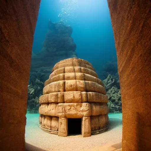 Image similar to underwater temple, james turrel,