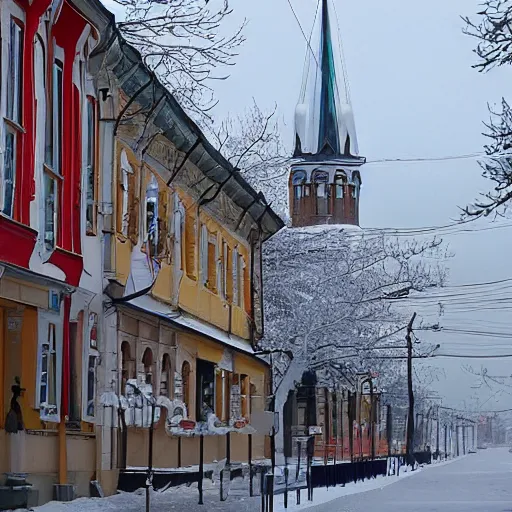 Image similar to street in Russian city kazan at winter