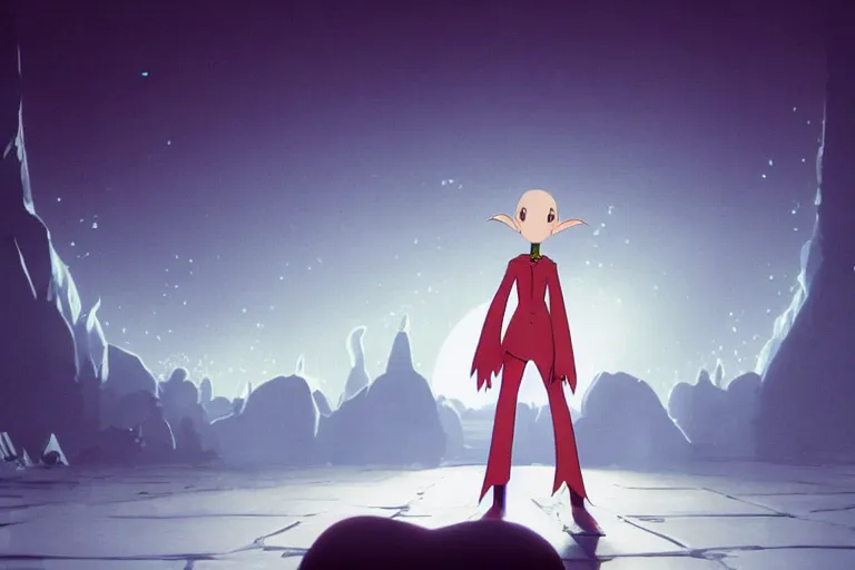 Image similar to a wholesome animation key shot of!! one!! focused!! popstar nosferatu!! singing at a concert!! wearing golden chain!!, medium shot, studio ghibli, ( pixar ) and disney animation, sharp, very detailed, high resolution, rendered in unreal engine 5, anime key art by greg rutkowski, bloom, dramatic lighting