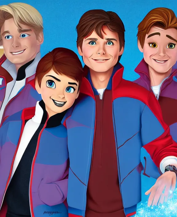 Prompt: marty mcfly as a disney character, by artgerm and frozen