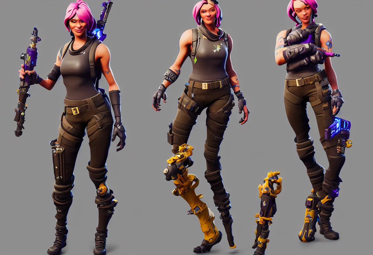 Image similar to fortnite jonesy but as a female, hyper detailed, digital art, trending in artstation, cinematic lighting, studio quality, smooth render, unreal engine 5 rendered, octane rendered, art style by klimt and nixeu and ian sprigger and wlop and krenz cushart