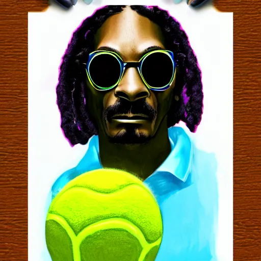 Image similar to snoop dogg tennis ball monster ,tennis ball, colorful, digital art, fantasy,chalk, magic, trending on artstation, ultra detailed, professional illustration by Basil Gogos