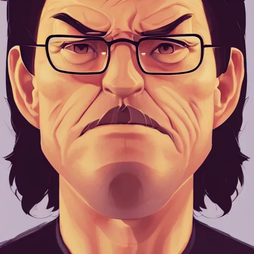 Image similar to face icon stylized minimalist michael crichton, loftis, cory behance hd by jesper ejsing, by rhads, makoto shinkai and lois van baarle, ilya kuvshinov, rossdraws global illumination