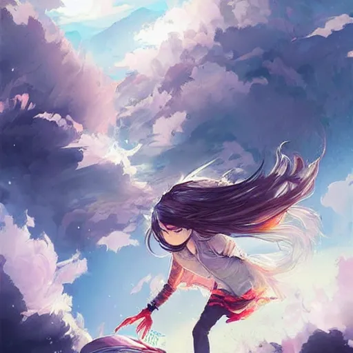 Prompt: Beautiful artistic wavy colorful clouds rossdraws,greg rutkowski,and Sarah Andersen,ambient style, very detailed,detailed,detailed