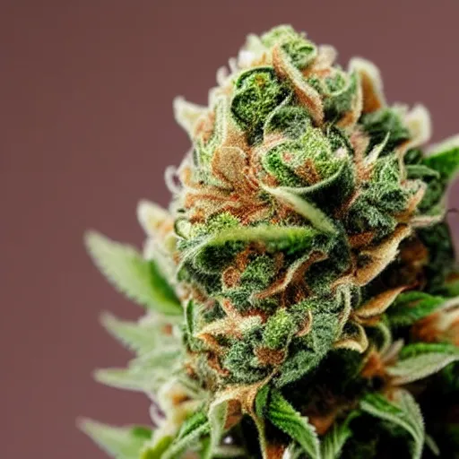 Prompt: marijuana flower with buds covered in trichomes, close - up highly - detailed