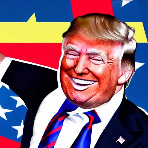 Image similar to donald trump waving giant china flag laughing hysterically