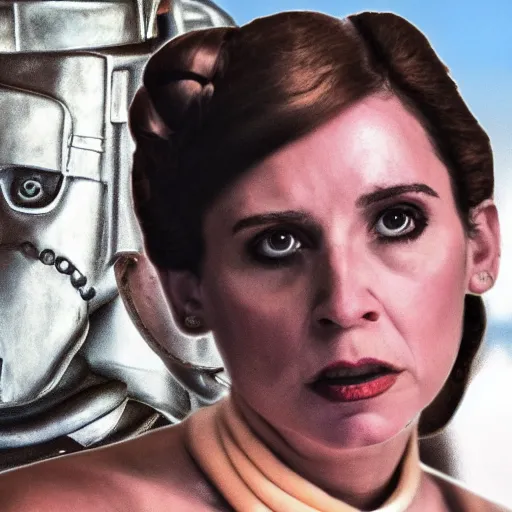 Image similar to Jordan Peterson as leia slave, photorealistic, portrait, metal bikini, 4k