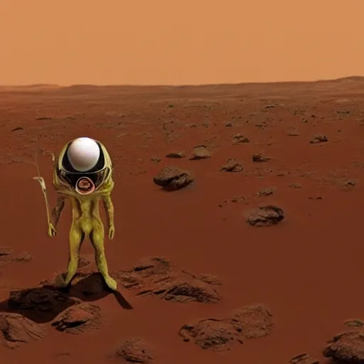 Image similar to realistic photo of an alien on mars, high quality, alien, very beautiful