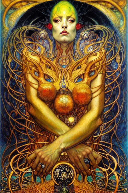 Image similar to Divine Chaos Engine by Karol Bak, Jean Delville, William Blake, Gustav Klimt, and Vincent Van Gogh, symbolist, visionary