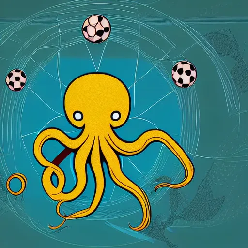 Prompt: octopus playing football, highly detailed digital art