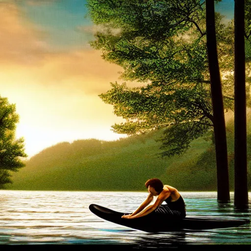 Image similar to an artistic render from the lake scene in the movie dirty dancing