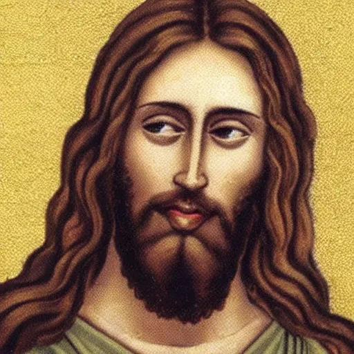 Prompt: a candid photo of jesus christ wearing a rather cheeky expression