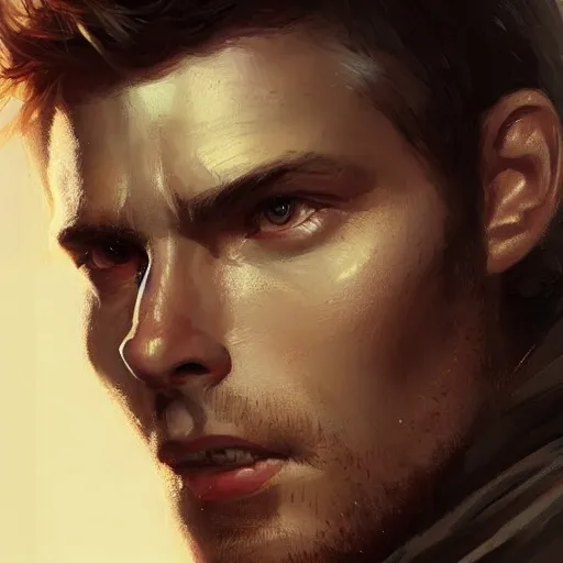 Image similar to portrait of a man by greg rutkowski, jedi knight, he looks like scott eastwood, wearing a flying jacket, star wars expanded universe, he is about 3 0 years old, highly detailed portrait, digital painting, artstation, concept art, smooth, sharp foccus ilustration, artstation hq