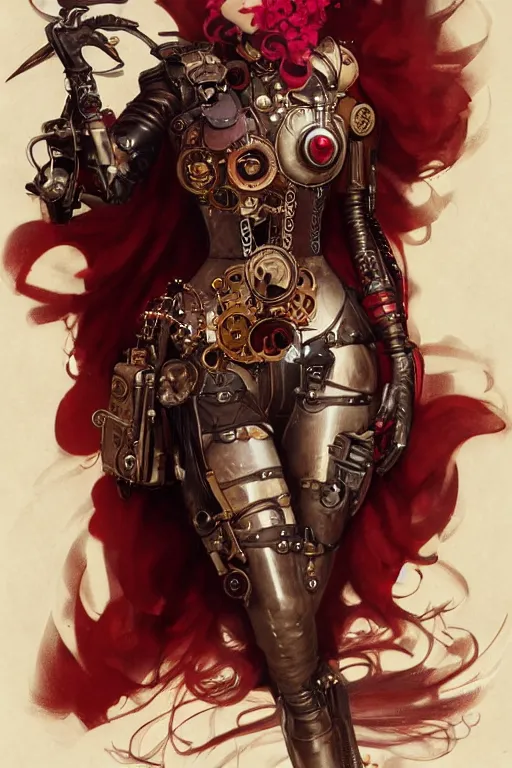 Image similar to anthropomorphic cherry as a steampunk cyborg, portrait, western, steampunk, duster, fantasy, intricate, elegant, highly detailed, digital painting, artstation, concept art, sharp focus, illustration, art by artgerm and greg rutkowski and alphonse mucha