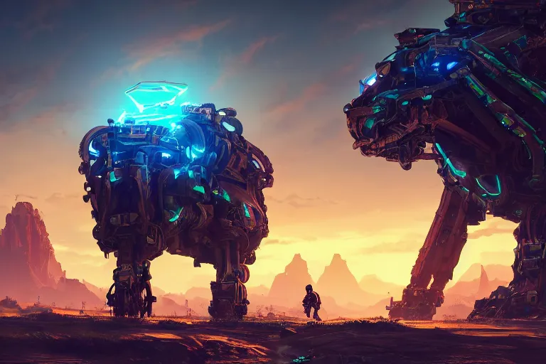 Image similar to slitherfang machine mecanical creature robot of horizon forbidden west horizon zero dawn radiating a glowing aura global illumination ray tracing hdr fanart arstation by ian pesty and alena aenami artworks in 4 k