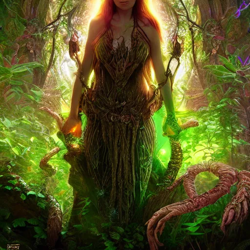 Image similar to Photorealistic elven goddess of the majestic Sprite forest. Hyperdetailed photorealism, 108 megapixels, amazing depth, glowing rich colors, powerful imagery, psychedelic Overtones, 3D finalrender, 3d shading, cinematic lighting, artstation concept art