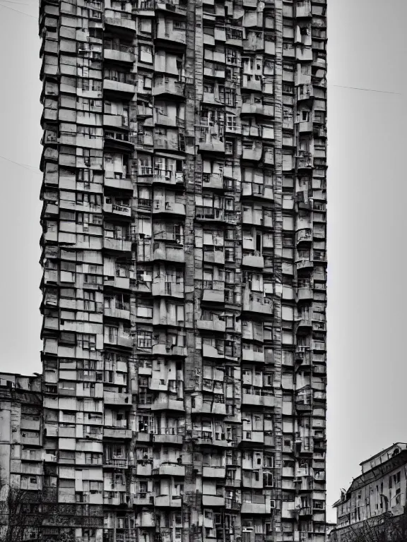 Prompt: Photo of Soviet apartment building, isometric