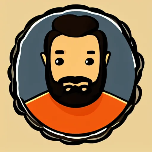 Prompt: bearded man turns bowl on lathe, vector art, simple, clean