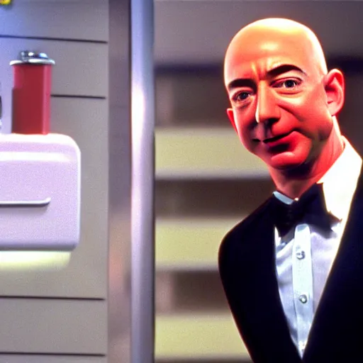 Prompt: Jeff Bezos as Mini-Me in Austin Powers, screen capture, 4k